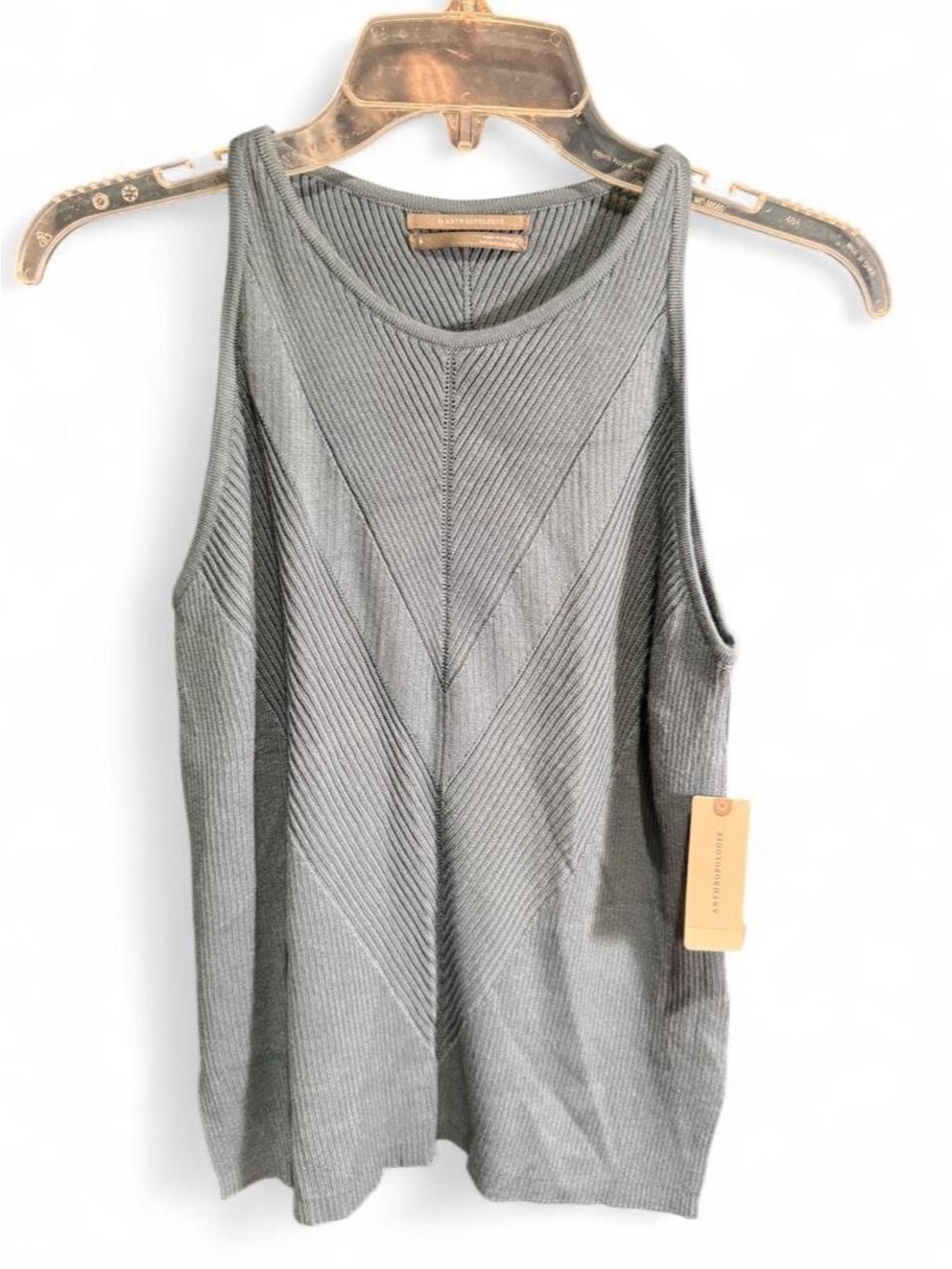 Anthropologie blue gray ribbed sweater tank